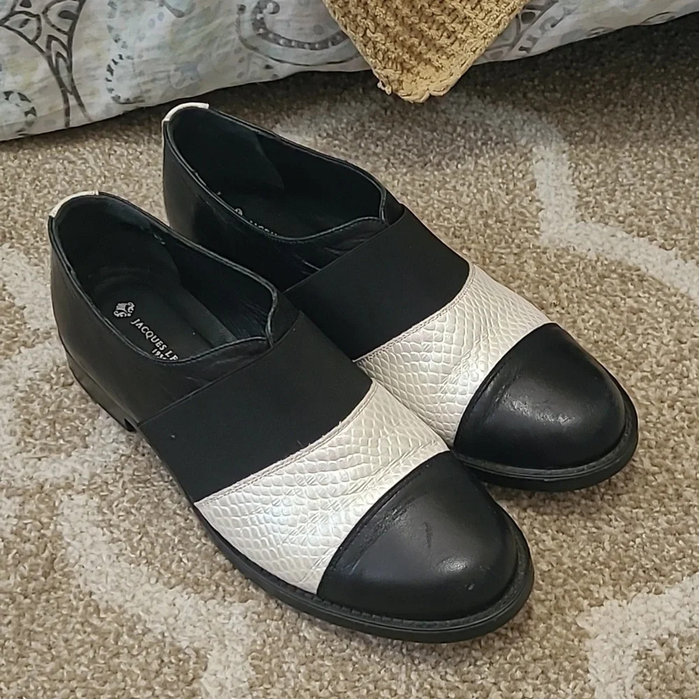 Jacques Levine Black & White Oxford - Size 37 (6 1/2)